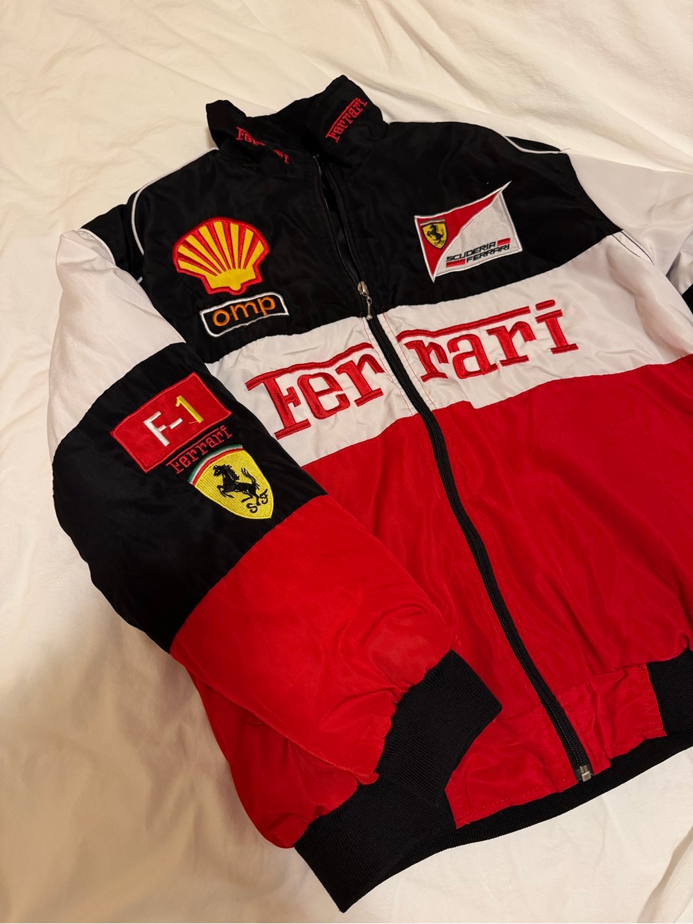 Ferrari Color Block Racing Jacket in Red & Black - Picture 2 of 13